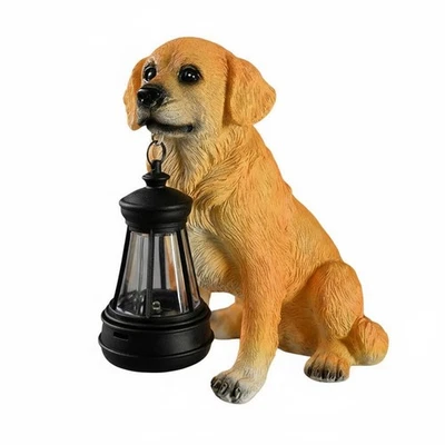 Creature En Résine avec Lanterne Solaire Effet Réaliste Chien Solaire Lumineux - Photo 1/4