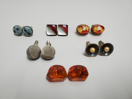 Cuff Links Lot Of 6 Pairs Vintage Various Styles & Finishes. Retro ( Read ) - Picture 1 of 24
