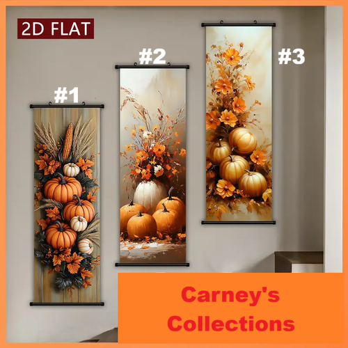 Hanging Scroll Prints - Fall Pumpkin Flower - Picture 2 of 6