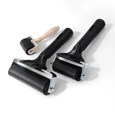 3-Pack Hard Rubber Brayer Rollers, 1.4/2.4/4 Inch for Printmaking, Ink Stamping