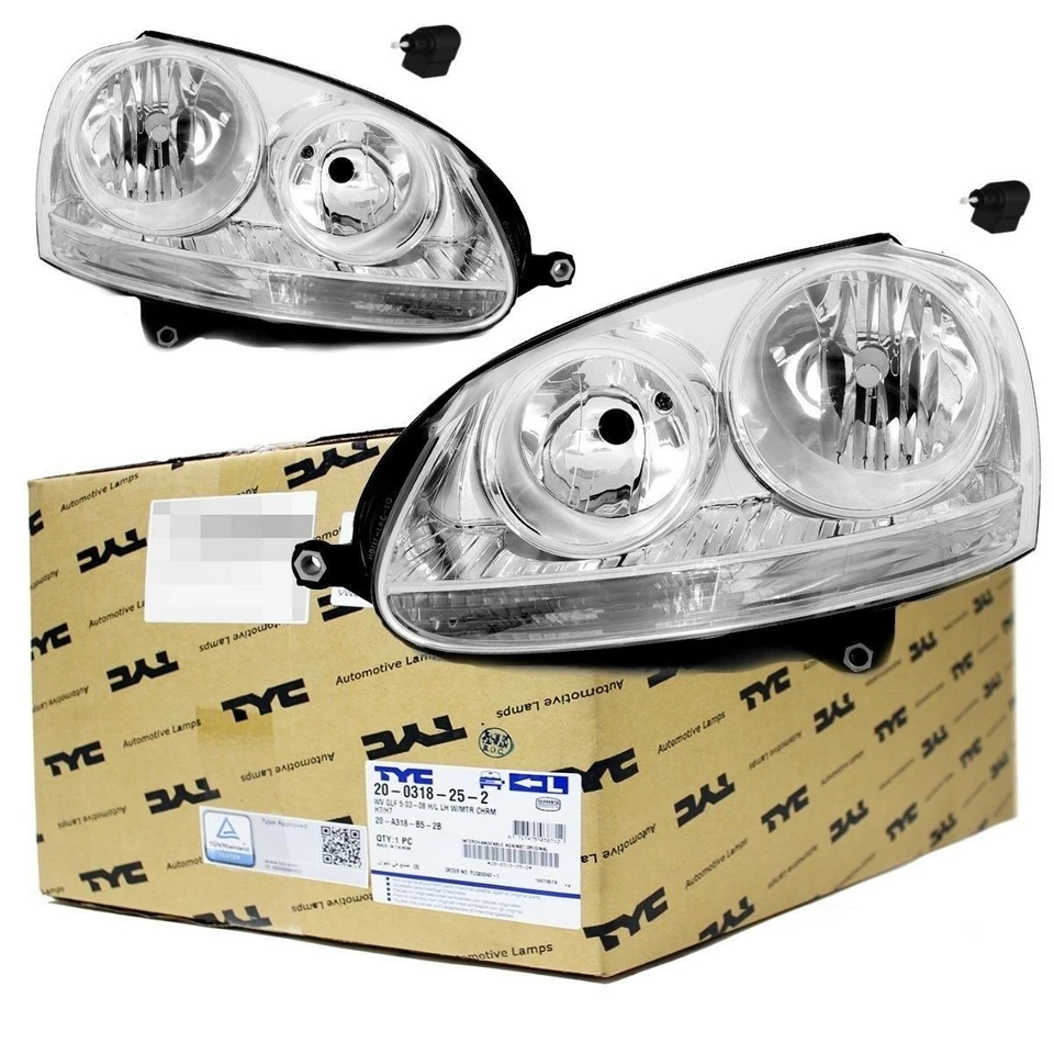 Halogen Scheinwerfer Set LINKS & RECHTS Klarglas passt für VW Golf 5 V Jetta - Bild 1 von 4