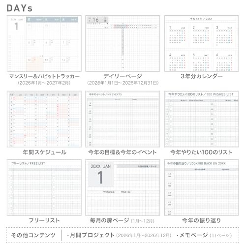 Kokuyo Jibun Techo DAYs 2026 Planner, Monthly, Daily, A5 Slim, Gray, Ni-JD1M-26, - Picture 5 of 9