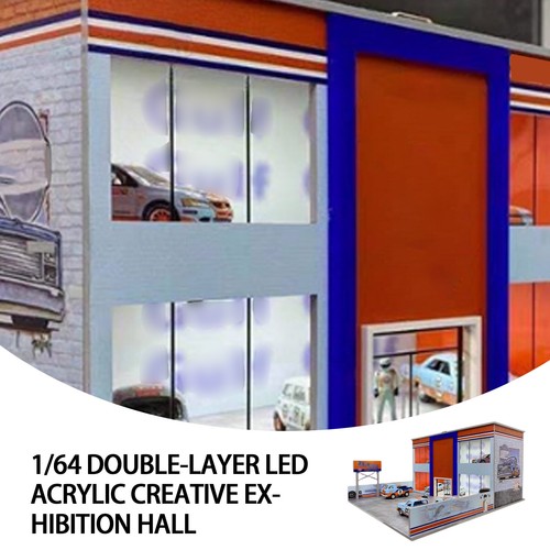 1/64 Diorama Car Garage Model Double Deck Car Parking Station LED Lighting Model - Picture 3 of 8