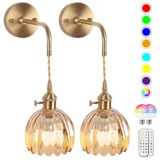 Vintage Battery Operated Wall Sconces Sets Of Two,Indoor not Hardwired Amber ...