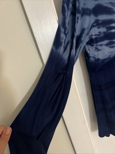 Top de mujer Redhaute azul tie dye manga larga talla S recortes de brazo rayón boho - Imagen 3 de 4