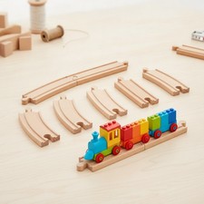16-Pc Wooden Train Track Connectors  Adapters Set
