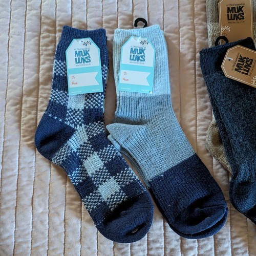 NWT Muk Luk Women Sock Assortment Tan Blue Boot and Slipper - Picture 2 of 14