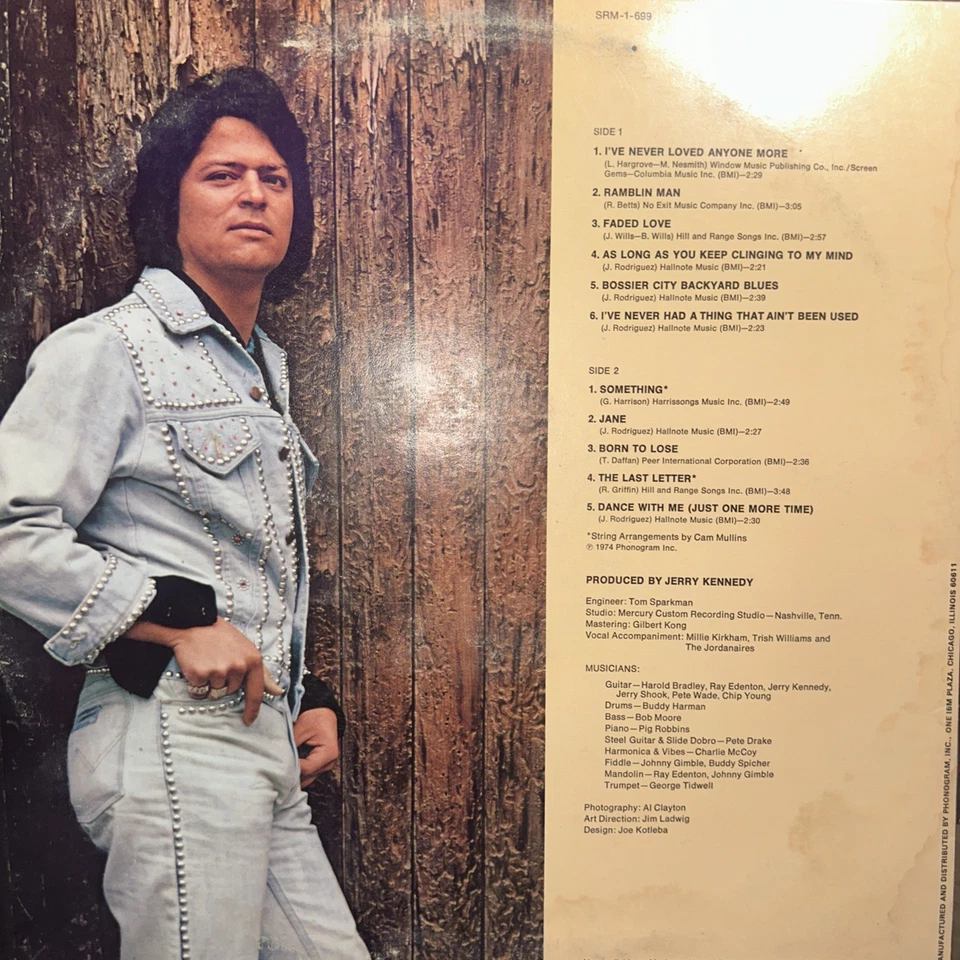 Johnny Rodriguez My Third Album Country Vinyl LP 1974 Mercury 686 - Image 4 of 4