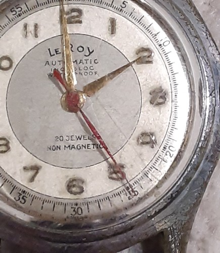 RARE LE-ROY AUTOMATIC INCABLOC WATERPROOF 20 JEWELS NON MAGNETIC 340 WRISTWATCH - Picture 6 of 11