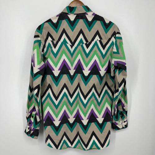 Roper Western Long Sleeve Button Shirt Men's L Multicolor Geometric Print Vtg - Picture 6 of 9