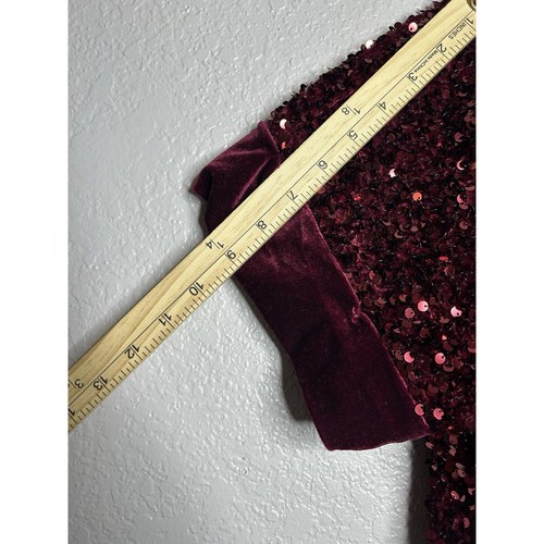 Umgee Dark Red Velvet Sequin Top Size Large Christmas Holidays - Picture 7 of 9