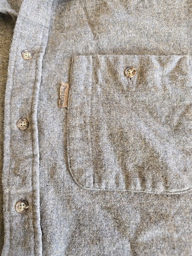 Pendleton Mens Shirt L Gray/brown Button Up 100% Virgin Wool Suede Elbow Patches - Picture 17 of 20