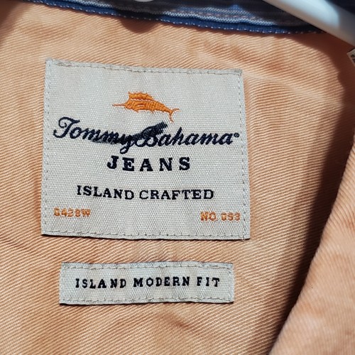 Camisa artesanal Tommy Bahama Island para hombre pequeña naranja calce moderno hawaiano Luau - Imagen 3 de 11