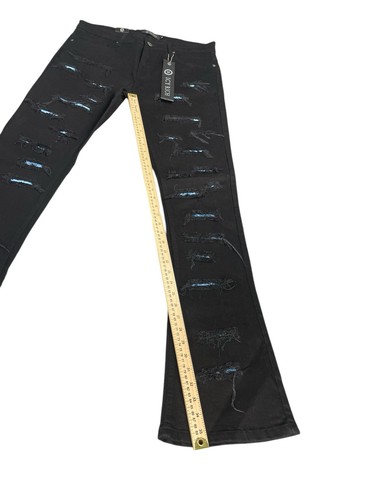 Icy Rich Jeans Herren 36x36 Schwarz Blau Thrashed Stacked Distressed Streetwear Rock - Bild 13 von 16