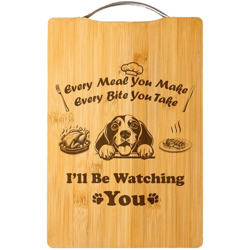 Beagle Gravur Bambus Schneidebrett Weihnachtsgeschenk personalisiert Hund Mama Deko - Bild 4 von 4