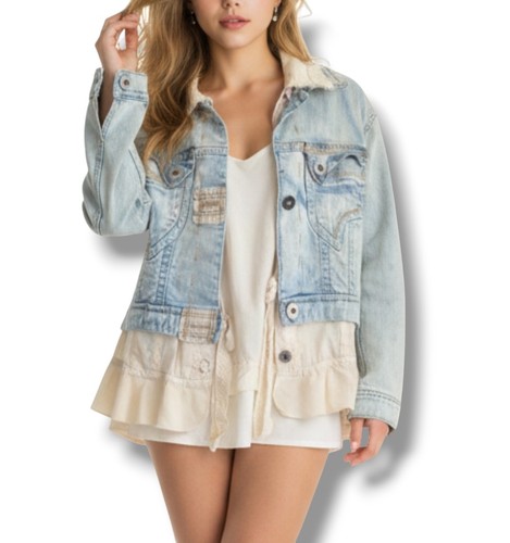 Vintage River Island Cropped Denim Jean Jacket S/M