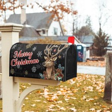 Merry Christmas Reindeer Mailbox Covers Magnetic Standard Size 18"" X 21" Mail