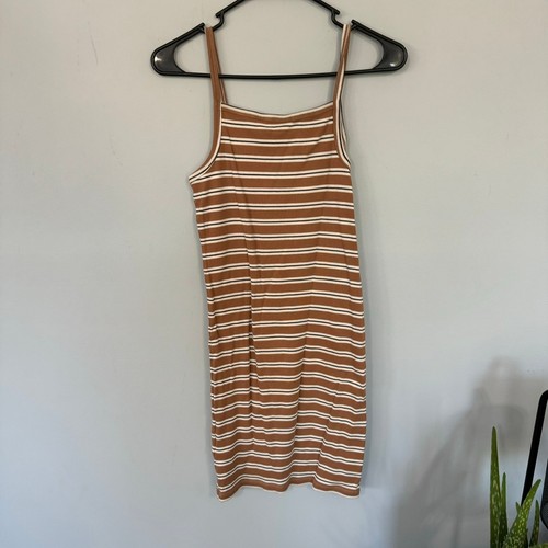 H&M Girls Striped Spaghetti Strap Midi Dress Size 20 Y2K Preppy Neutral Colors - Picture 2 of 8