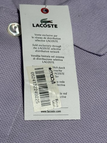 Polo uomo Lacoste uomo 8/XL lavanda lilla viola Francia classica nuova con etichetta - Foto 8 di 15
