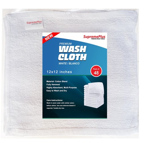 Paño de lavado de algodón de felpa blanco premium para rostro - Toallas de limpieza de 12x12 pulgadas - Imagen 28 de 35