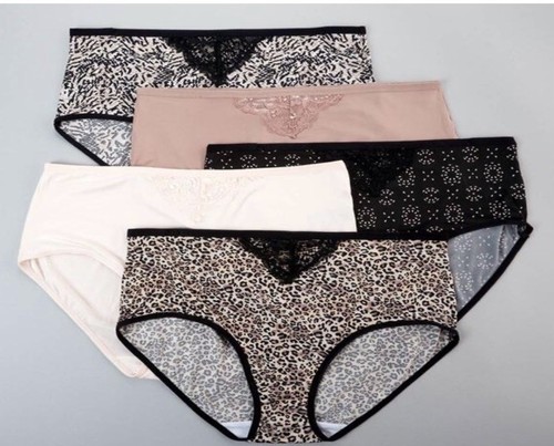 NWT Five Pair Women's 2X Kathy Ireland Lace Trim Brief Panties