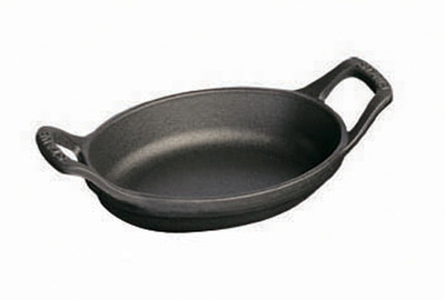 Staub Mini Teller Auflaufform oval 15 cm schwarz Kochgeschirr Innen  emailliert