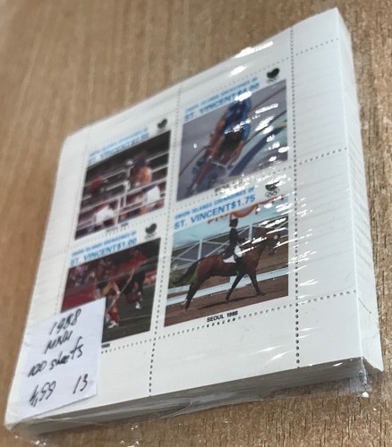 Venta al por mayor 100 Hojas A69 San Vicente 1988 Estampillada sin montar o nunca montada Deportes Olímpicos Boxeo Ecuestre - Imagen 2 de 2