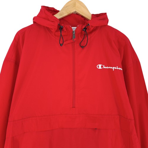 Veste Anorak Vintage Champion Pour Homme Rouge 1/4 Zip Pullover Taille XL - Picture 2 of 8