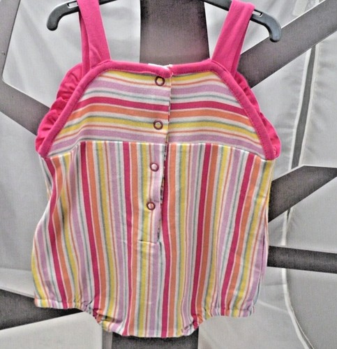 Sergent Major combishort à brides rose rayé multicolore noeud bébé 9 mois - Picture 3 of 3