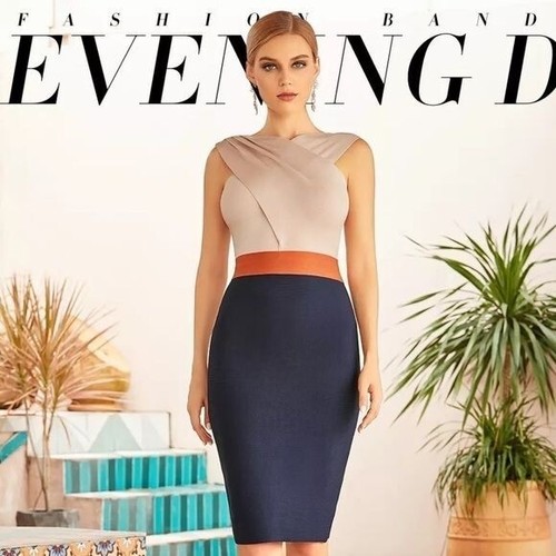 Sleeveless Bodycon Bandage Dress Knee Length Club Celebrity Evening dress M - Picture 7 of 7