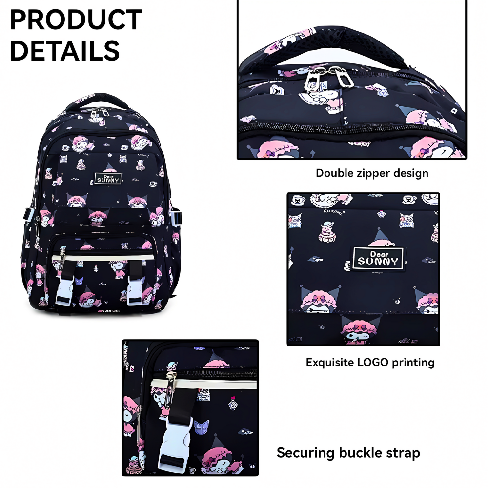 Kuromi Backpack for School Kawaii Cartoon Pattern Pocketed  display picture 2