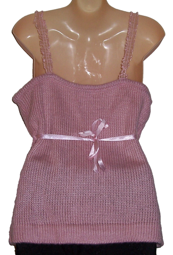 Sun Top Lace Strap Sleeveless Size M/14 Side Tie Ribbons Scoop Front Pale Pink - Picture 6 of 6