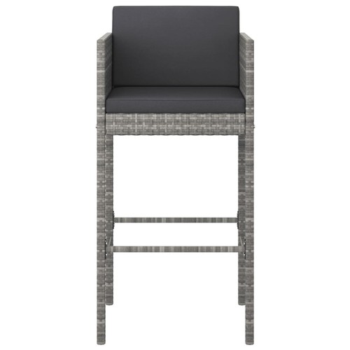 Bar Stools 2 pcs with Cushions Grey Poly Rattan L5P3 - Picture 4 of 7