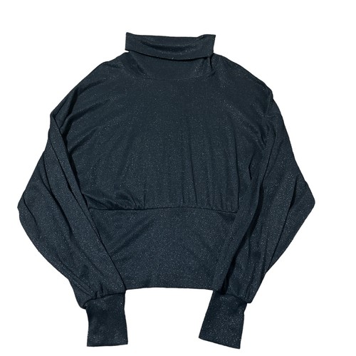 Free People Oberteil Damen Medium Schwarz Metallic Schimmer Rollkragen Pullover - Bild 1 von 9