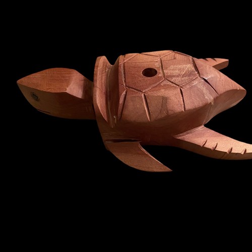 VINTAGE CARVED WOOD SEA TURTLE PENCIL HOLDER 3.5” X 6” - Picture 12 of 18