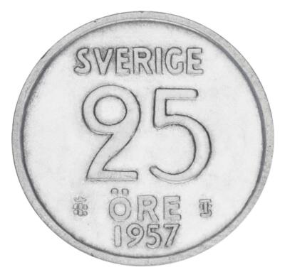 Sweden 25 ore 1957 Silver F-VF (Ag 400, 2.32 grams) | eBay