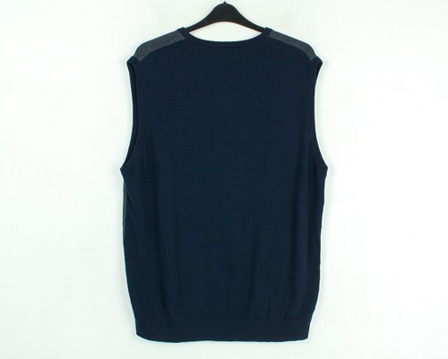 CHAPS Mens 2XL Vest Gilet Tank Waistcoat Cotton Navy Blue Casual V-Neck Grey Top - Picture 3 of 4