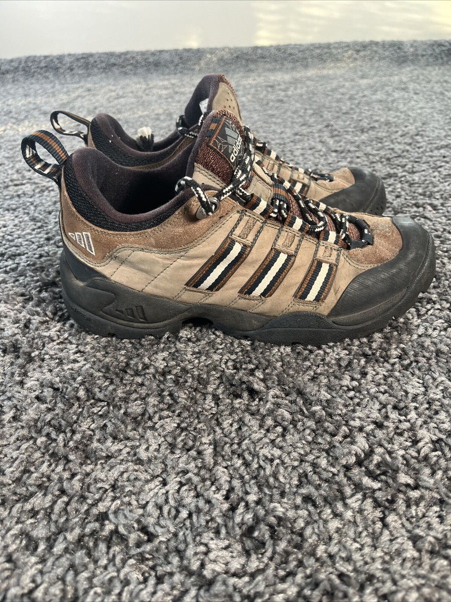 靴 vtg adidas brown leather trekking shoes Adidas Hiking Shoes Brown Leather Trail Low Boots Lace Up