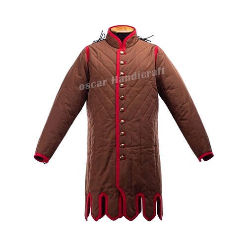 Mittelalter Gambeson Kostüm Handarbeit Gambeson Baumwollstoff Aketon Jacke Arbeit - Bild 9 von 12