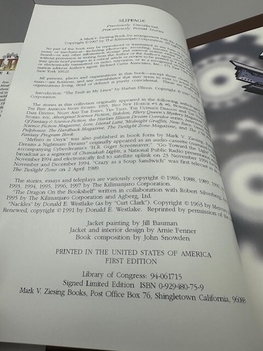 Slippage Harlan Ellison, Hardback Book~Signed Ltd. Ed. #186 Of 1200~No Slipcase - Picture 5 of 9