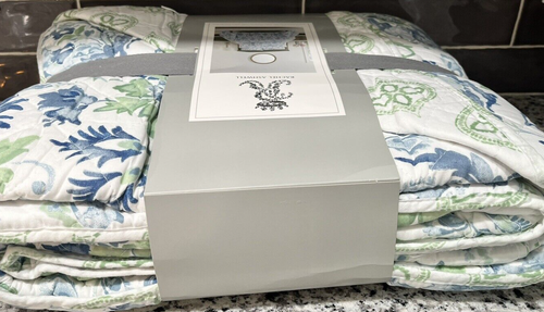 Rachel Ashwell KING SIZE Quilt Bold Jacobean Floral Blue Green Reversible NEW - Picture 8 of 10