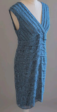 Adrianna Papell 14 Women's Teal Layered Lace Cocktail Shutter Dress NWT