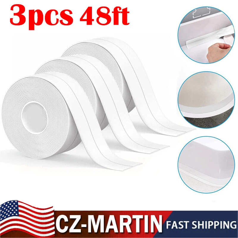 3PCS Caulk Tape Waterproof Self Adhesive for Bathroom Caulking Tape Shower Caulk - Image 2 of 4