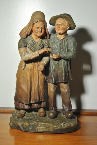 Antique Plaster Sculpture Statue Couple Character By Chopard - Picture 3 of 22