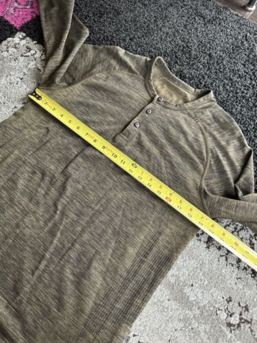Lululemon LS Shirt Henley Men's M Medium - Heathered Olive Green - Picture 6 of 8