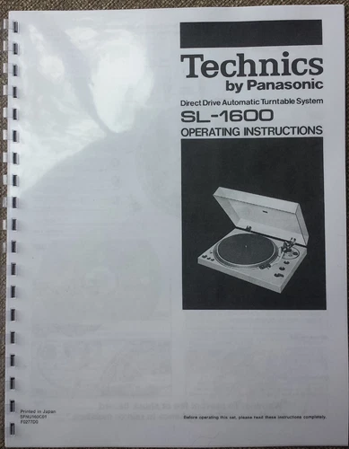 Technics SL-1600 Turntable Owners Manual