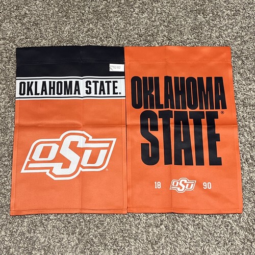 Lot Of 2 Oklahoma State Cowboys OSU Double Sided Garden Flags NCAA 12 x 18 in - Picture 5 of 8