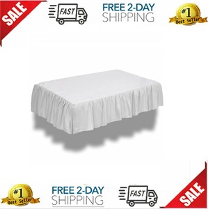 Tillyou Gray Mini Crib Skirt Ruffled Microfiber Portable Crib Bed