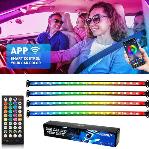 Car Interior Footwell RGB LED Strip Lights Multicolour Atmosphere Lighting Bar - Picture 1 of 12