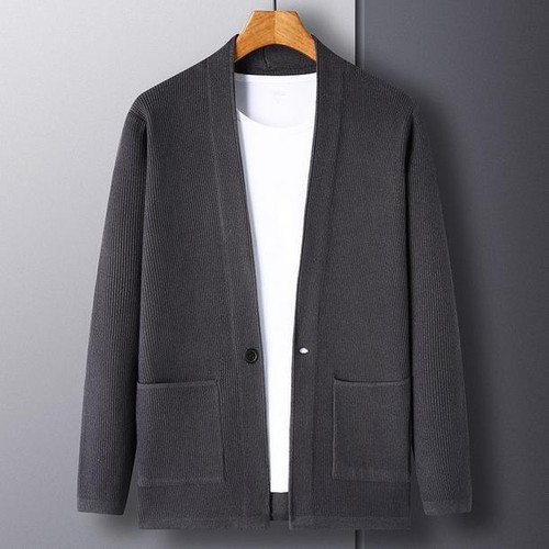 Men's Cardigan Coat Casual Long Sleeve Roud Collar Knit One Button Sweater Plus - Bild 5 von 18